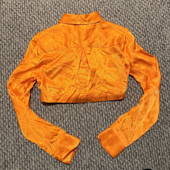 Zara Satin Effect Orange Crop Shirt - Picture 8 of 9